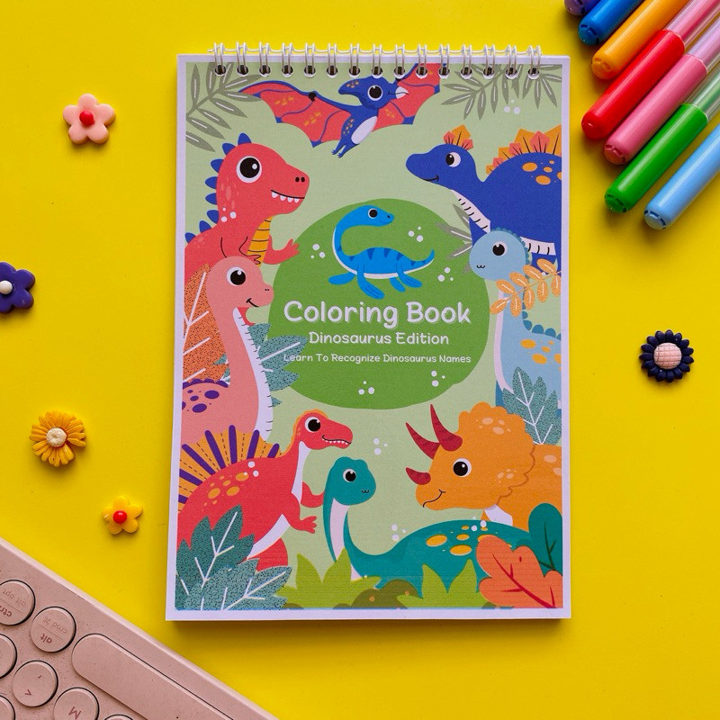 

[READY] Dinosaurus Coloring Book For Kids Bilingual Book Indonesia Inggris