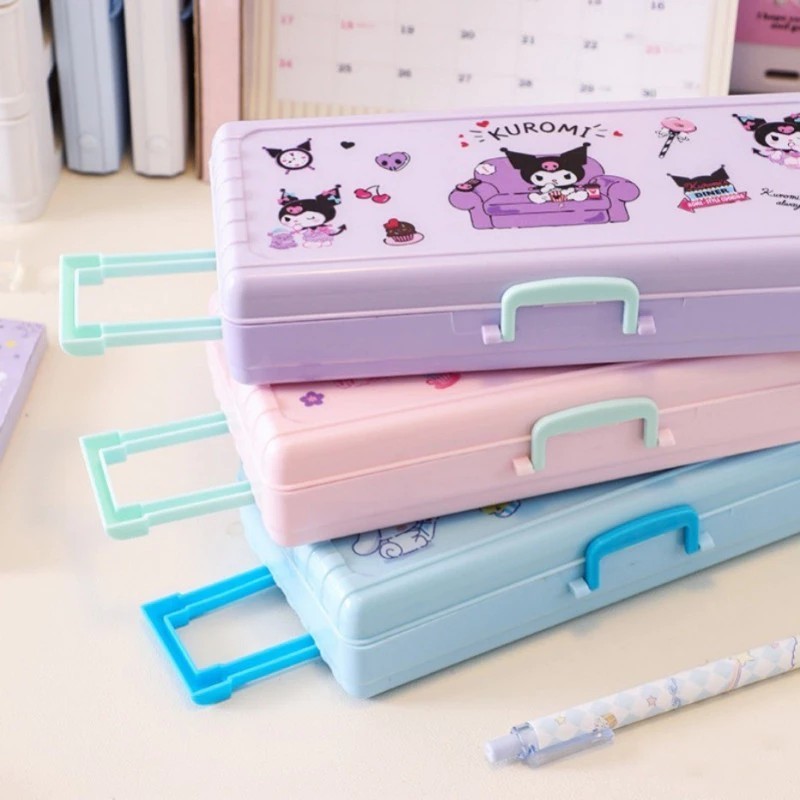 

JH8 KUGOO Kotak Pensil Kuromi Troli Lucu Kotak Alat Tulis Dua Lapis Kuromi Koper Kreativitas