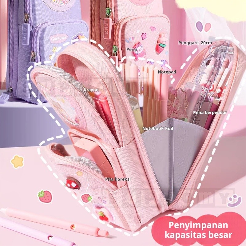 

JH8 kotak pensil aesthetic Tas PenaTempat Pencil Tas Pensil tempat alat tulis kapasitas besar