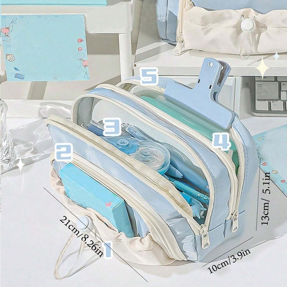 

JH8 DotdingTempat Pensil Estetika Baru Kotak Pensil Kapasitas Ultra Besar Kotak Alat Tulis Sederhana