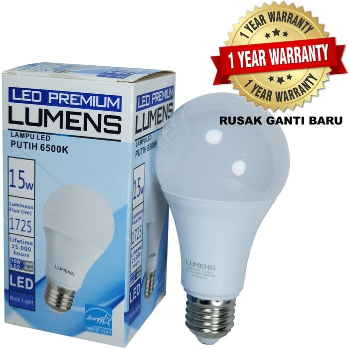 New Lampu LED LUMENS 15w 15 watt 15watt putih TERANG MURAH, 110++ Lm/W