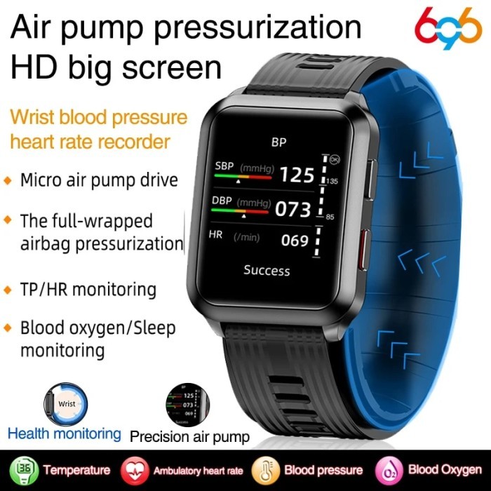 P60 Smartwatch Air Pump Airbag True Blood Pressure Oxygen Temperature