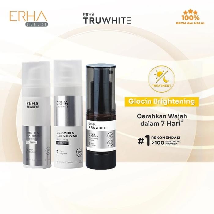 Erha Truwhite Brightening Day, Night Cream, Vit C Serum - Krim Pemutih Wajah + Niacinamide