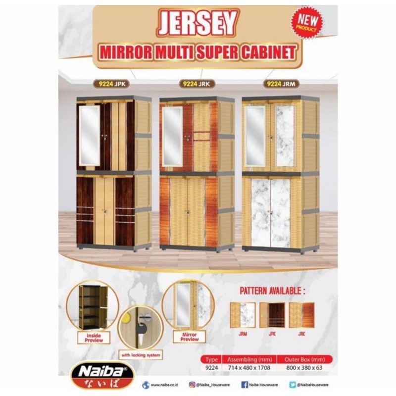 Lemari Plastik Naiba Jersey Miror 4 sususn