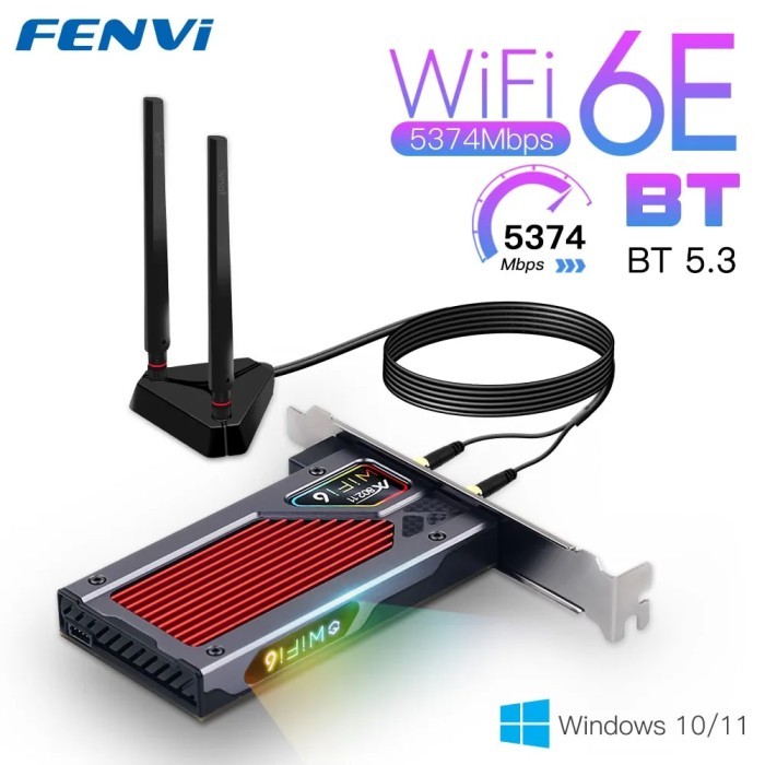 Fenvi Desktop Wi-Fi 6E AX210 PCIe WiFi Adapter 2.4Ghz/5G/6G Bluetooth