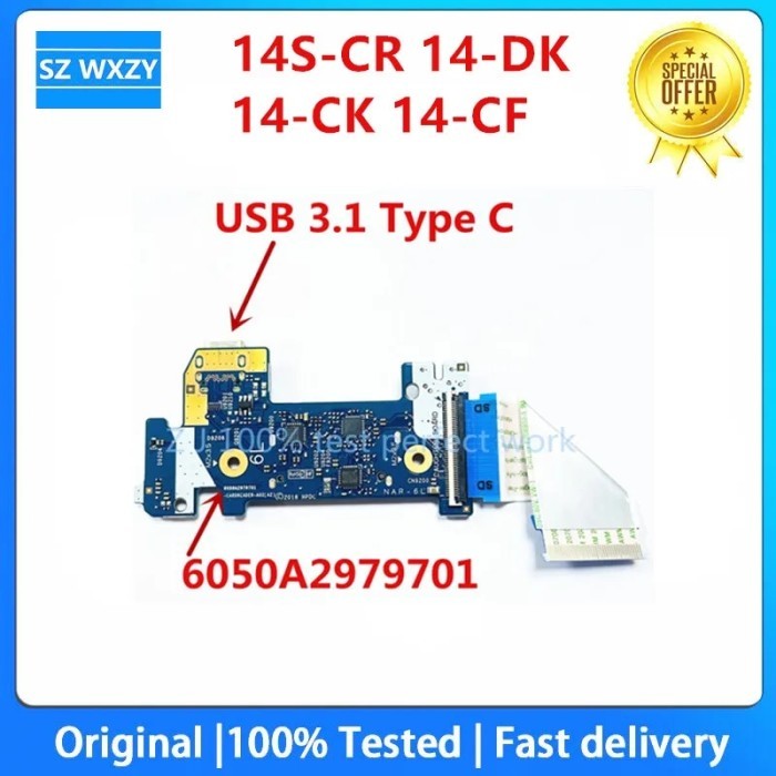 For Hp 14S-CR 14-DK 14-CK 14-CF Laptop USB 3.1 Type C Card Reader