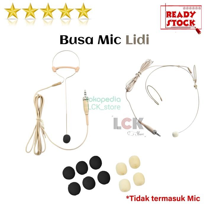 Busa mic headset lidi - spon microphone headset mini kecil - foam lidi