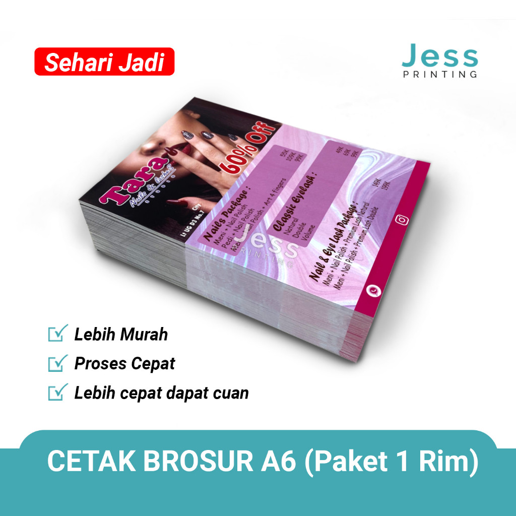 

Paket Cetak Brosur A6 Murah 1 Rim Isi Lembar Sehari Jadi Bahan Art Paper 120 gram Mengkilap