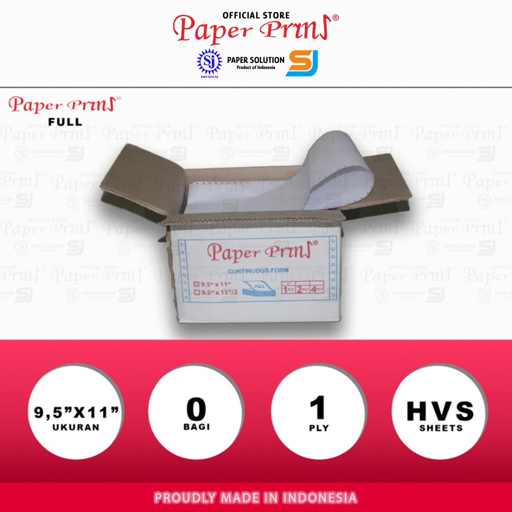 

Paperyns Kertas Continuous Form Full 1PLY HVS 9,5" x 11