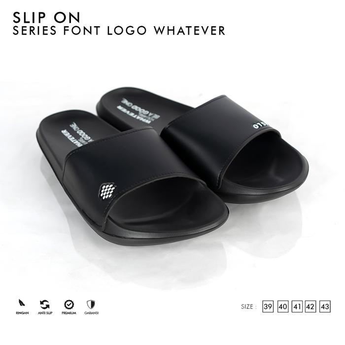 OTSKY SANDAL SLIP ON SERIES FONT LOGO SIMPLE WHATEVER BLACK PRIA