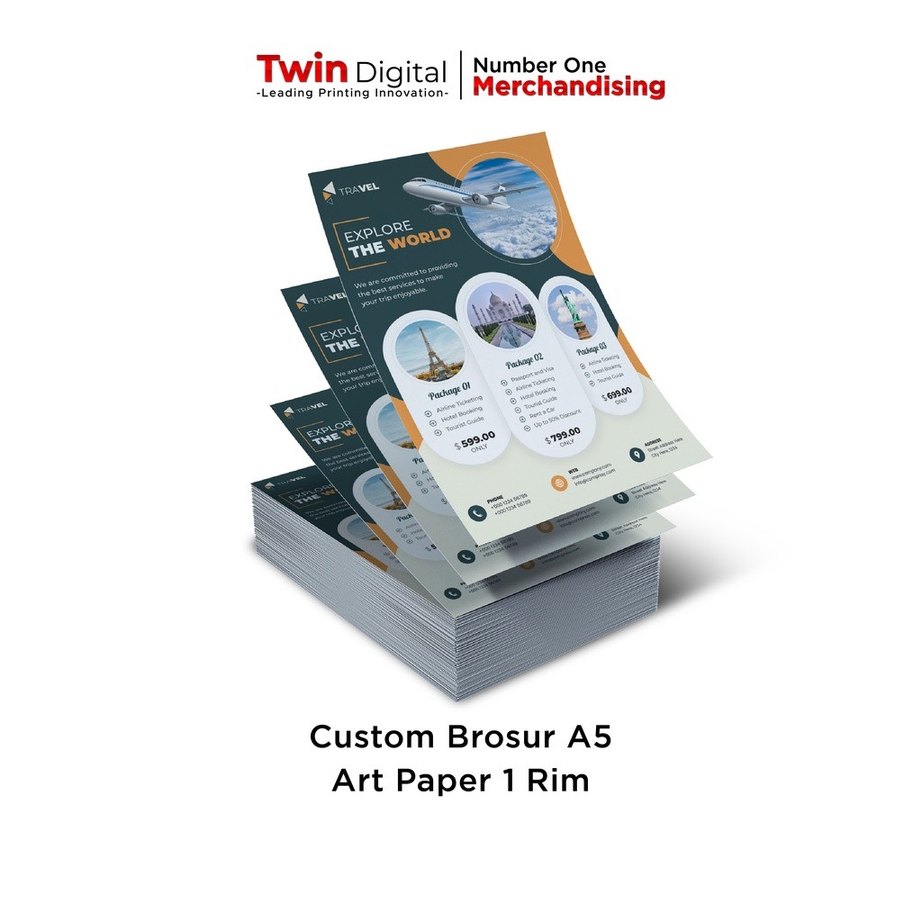 Twin Paket Brosur Custom Flyer Promosi Ukuran A5 1 Rim Lbr - Brosur A5