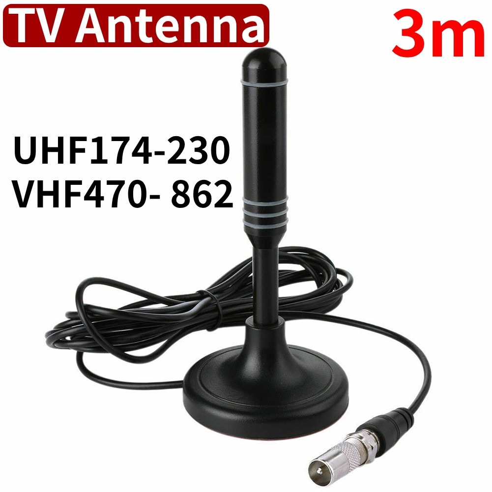 Portable TV Antenna 300cm Coax Cable Digital TV Antenna DVB-T DVB-T2 DAB Indoor Outdoor Digital HD F