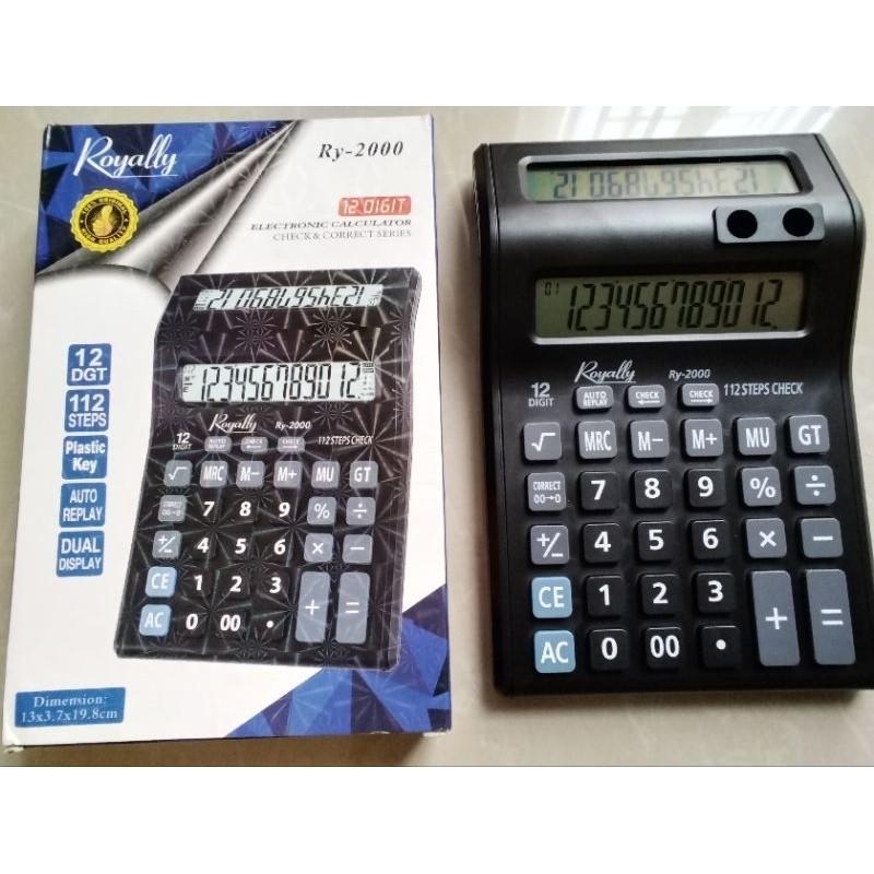

Kalkulator Royally Ry 2000 12 Digit / Calculator Ry 2000 12Digit (dua layar)