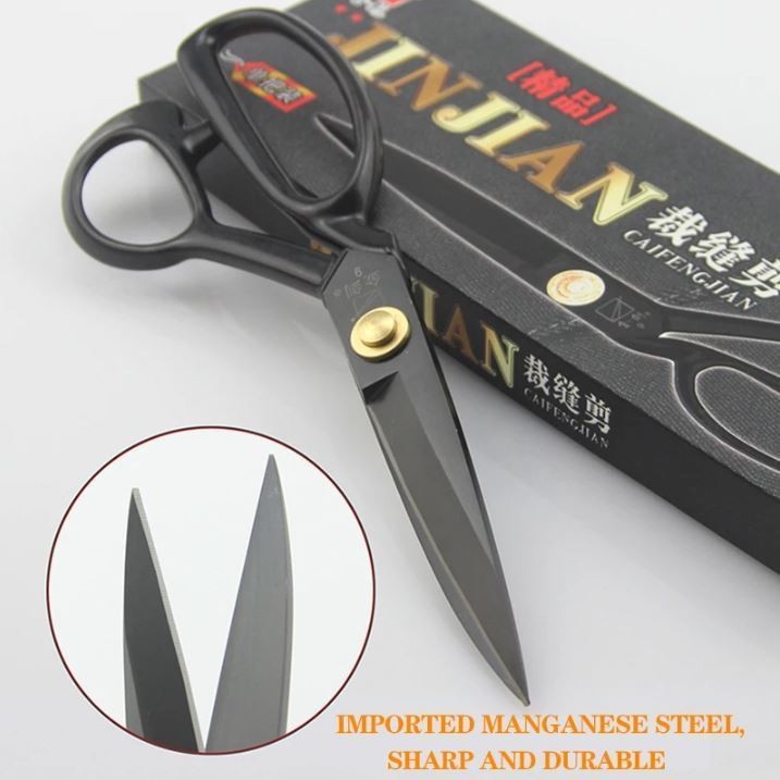

Gunting Bahan Kain JINJIAN Baja Hitam Tailor Scissors CAIFENGJIAN Best Quality
