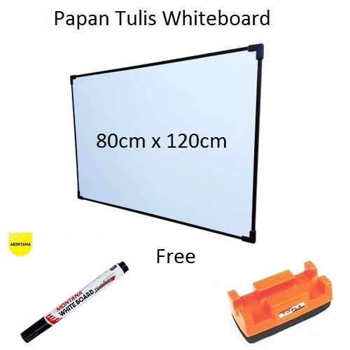 

Papan Tulis Whiteboard 80x120/90x120/60x100 Free Spidol Dan Penghapus Bingkai Aluminium