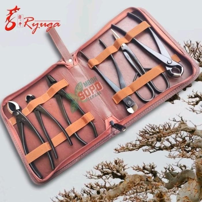 PREMIUM Alat Bonsai, Satu Set Ryuga Carbon Plus Dompet