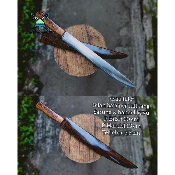 PREMIUM JM pisau fillet pisau sembelih baja per full tang 164