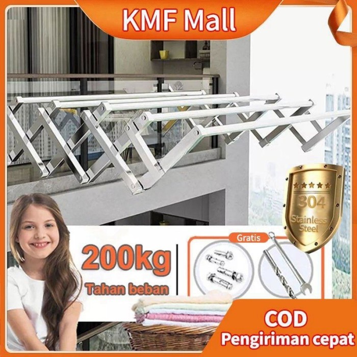 Jemuran Baju Tempel Dinding Jemuran Pakaian Lipat Stainless Stee Jemuran Tempel Dinding Multilayer