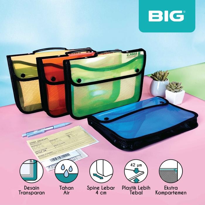 PREMIUM BIG Tas Map 2 Kancing/ School Bag/ Map Plastik 2 Kancing Transparan A5 TS-7051