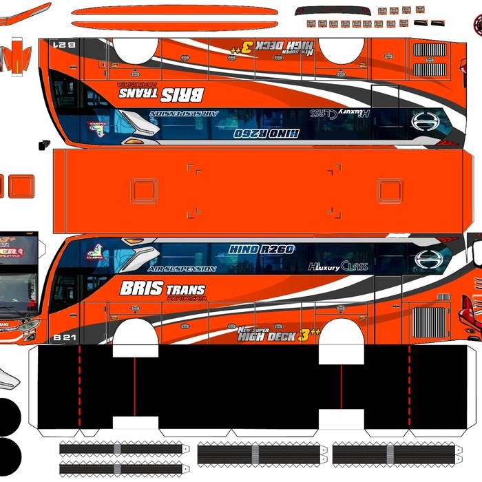 BerkahToys-- Lembaran Pola Papercraft Bus Tuan muda draka Skala 50