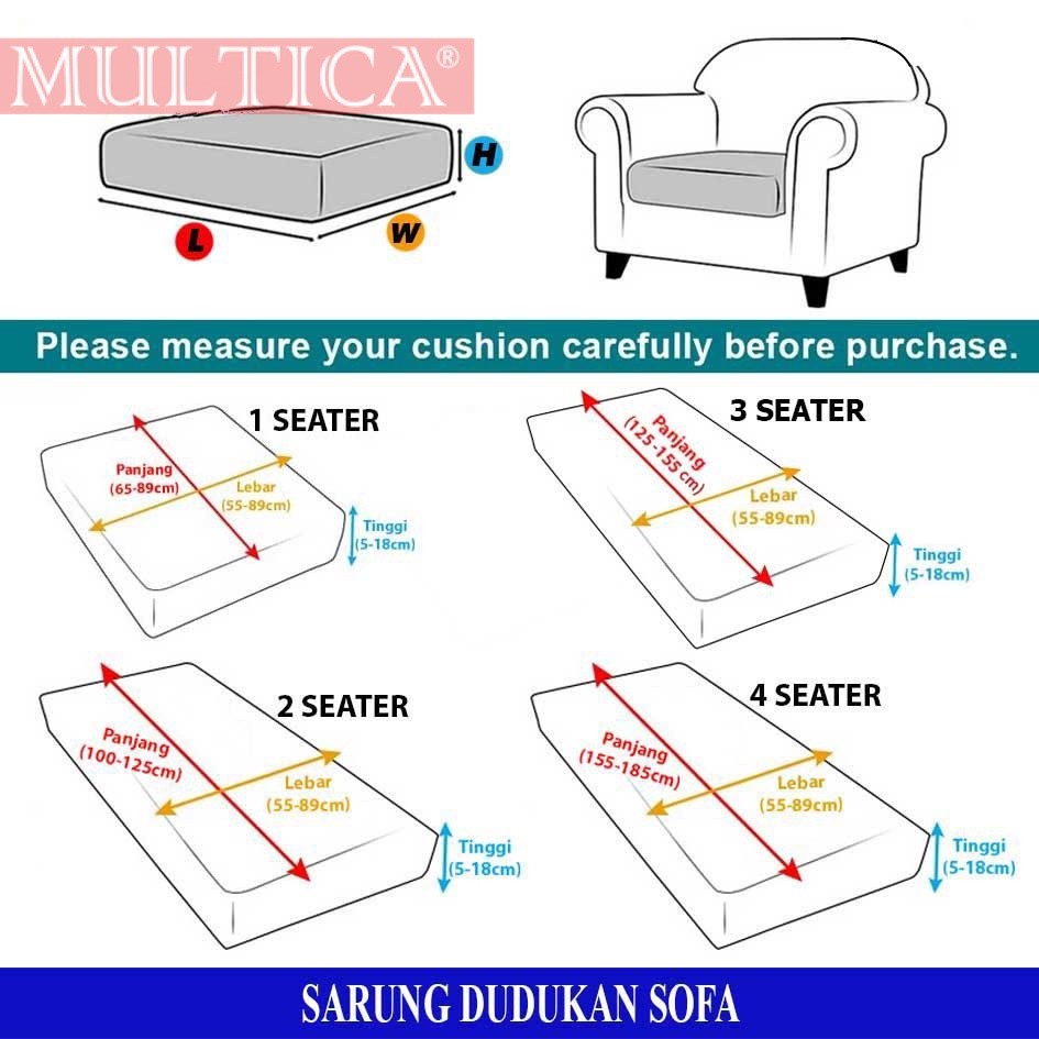 MULTICA Cover Sofa 1Seater 2 seater 3 seater cover sofa sudut Cover Sarung Jok Dudukan Sofa