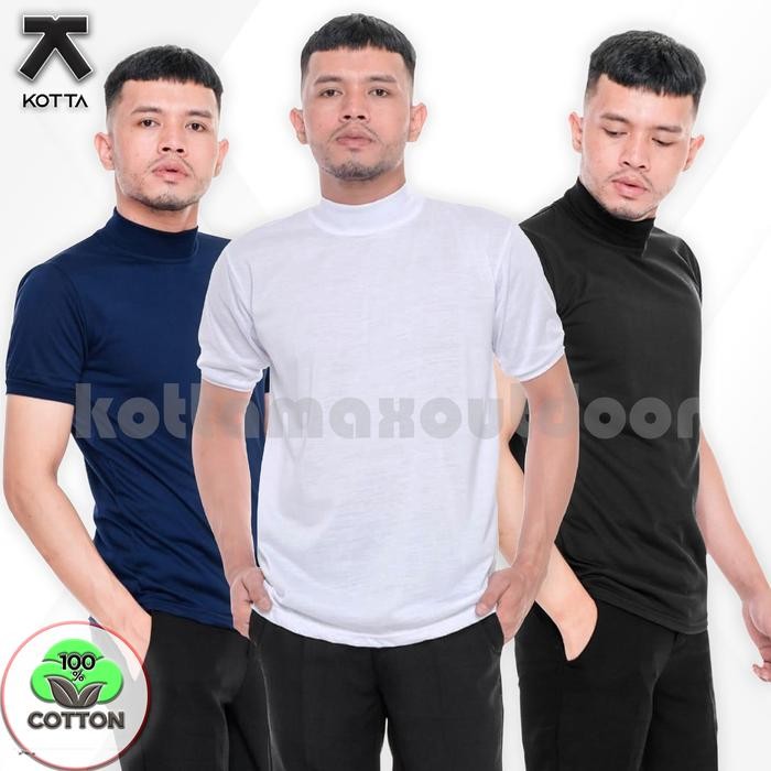 KAOS KERAH TINGGI TURTLENECK PRIA WANITA KAOS LEHER TINGGI POLOS