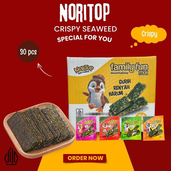 

Noritop Crispy Seaweed Rumput Laut Halal Nori Crispy Ada 4 Varian Rasa Mix Isi 30 Pcs Cemilan Santai