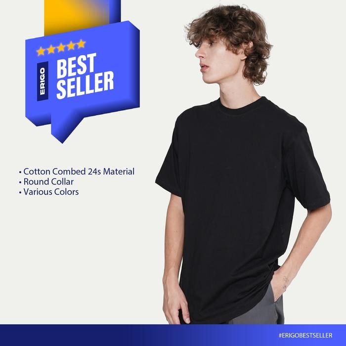 ERIGO T-SHIRT BASIC MEGHAN BLACK - KAOS OVERSIZE POLOS UNISEX