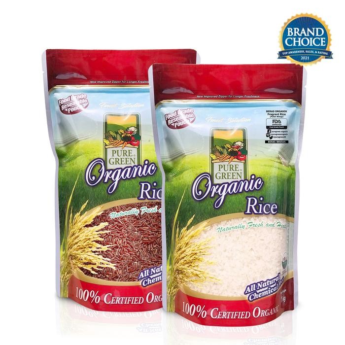 

Terlaris- Puregreen Organic Rice Beras Organik Pulen Wangi + Beras Merah - 1 Kg