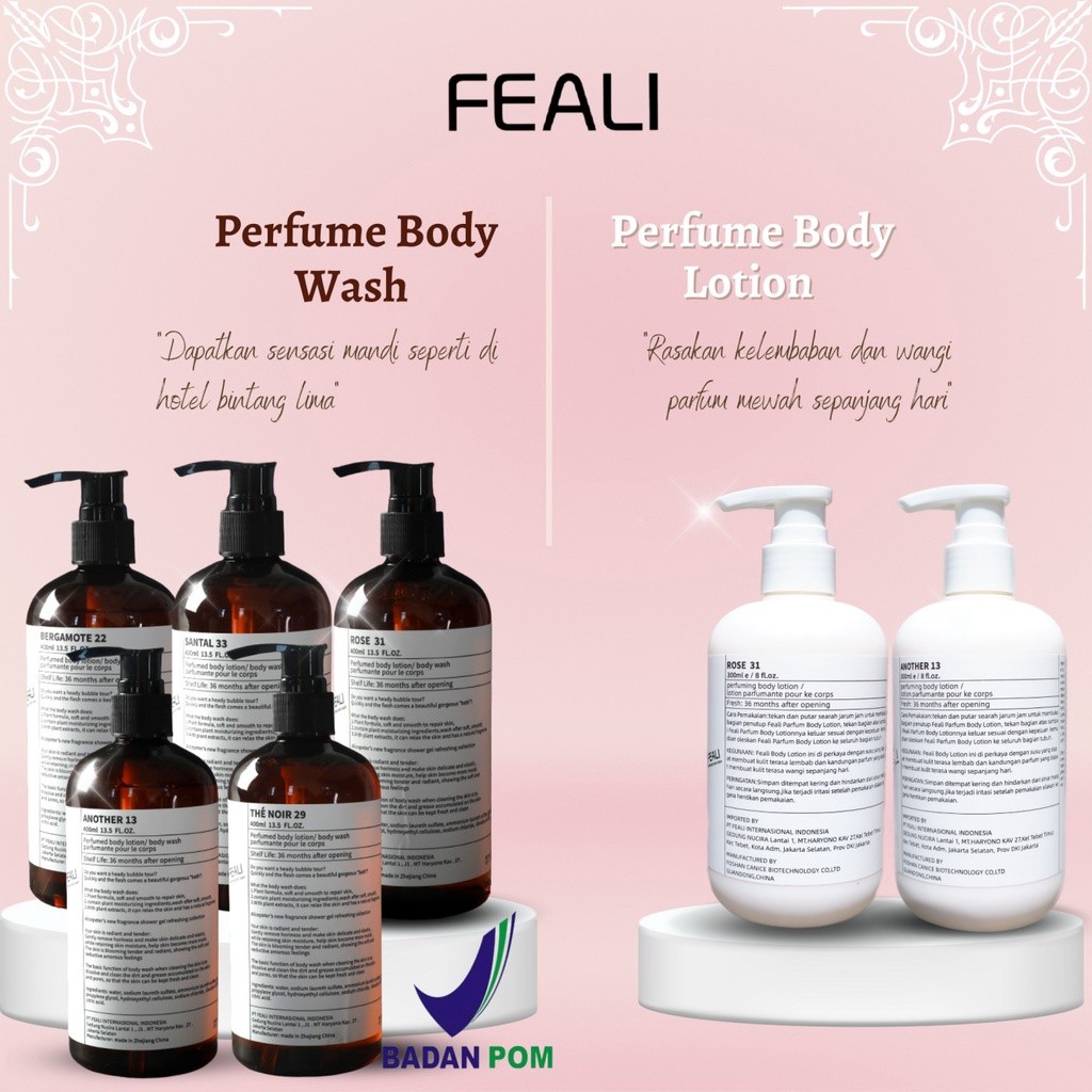 Ready selalu- [BPOM] FEALI Perfume Body Wash Sabun Mandi Body Lotion Cair Shower Gel Brightening
