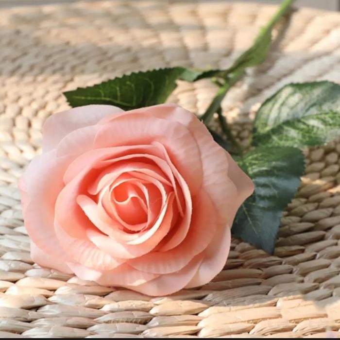 Bunga Mawar Artificial Latex Import - Champagne