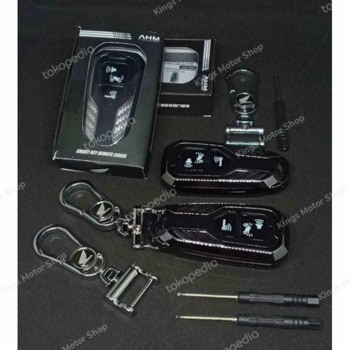 COVER REMOTE SET GANTUNGAN KUNCI ALUMUNIUM HONDA PCX 160 - HITAM