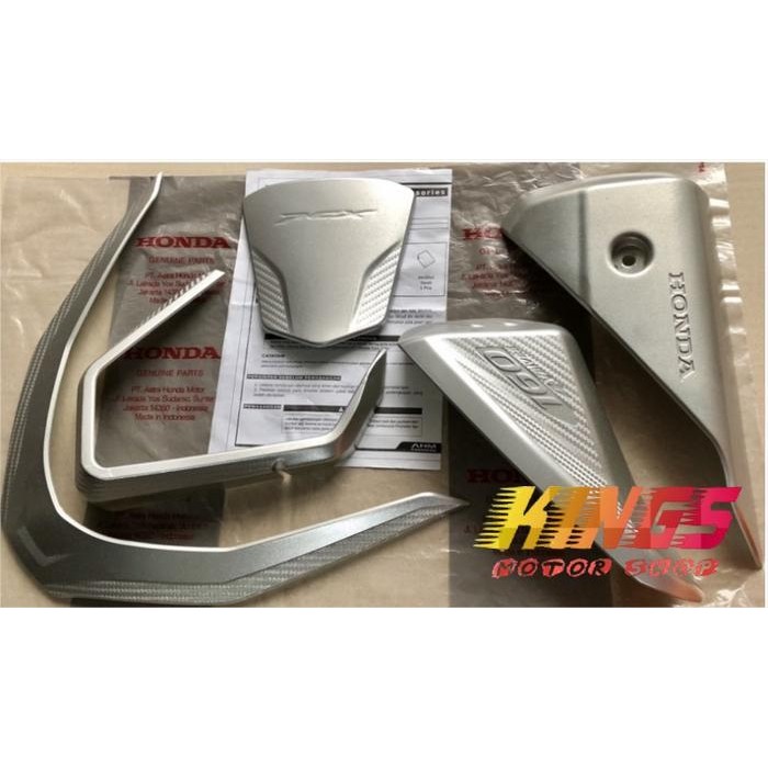 PAKET AKSESORIS GARNISH SILVER HONDA NEW PCX 160 ORIGINAL AHM