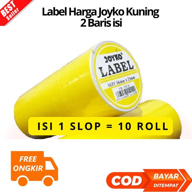 

[JIB] BAYAR DI TEMPAT 10 ROLL Label Harga Joyko Kuning 2 Baris isi 10 Roll LineStiker Price LB-P2CY