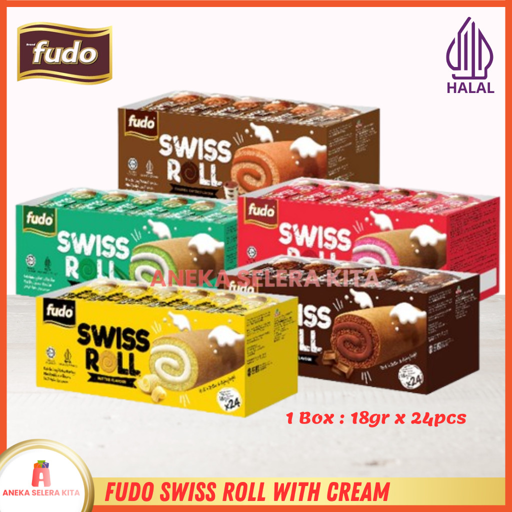 

Fudo Layer Cake & Swiss Roll With Cream Flavour Isi 24pcs (Box)