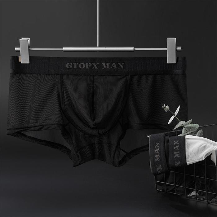 GTOPX Boxer pria transparan jaring Karet boxer berlubang