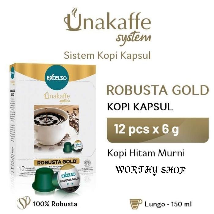

EXCELSO UNAKAFFE Robusta Gold - Kopi Kapsul-Capsule Coffee (12x6gr)