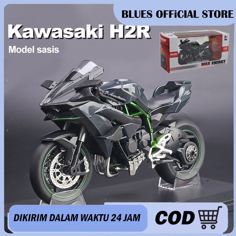 Diecast Motor Balap GP Kawasaki H2R Skala 1:18 Untuk Mainan Diecast Motor GP Yamaha Miniatur Motor