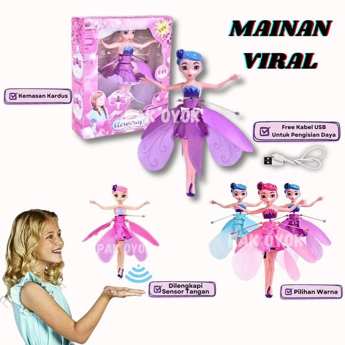 Mainan Viral Peri Terbang Sensor Princess - Boneka Terbang Mainan Terbang Sensor Tangan Boneka