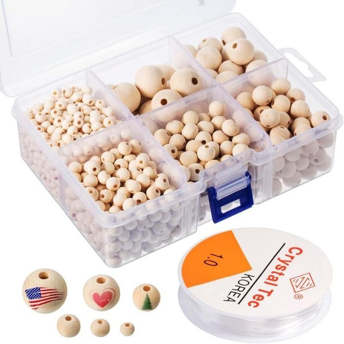 

PROMO! Isi 100pcs Manik Manik Kayu Halus Manik Kayu Bulat Manik Kayu Bulet Natural Bola Kayu