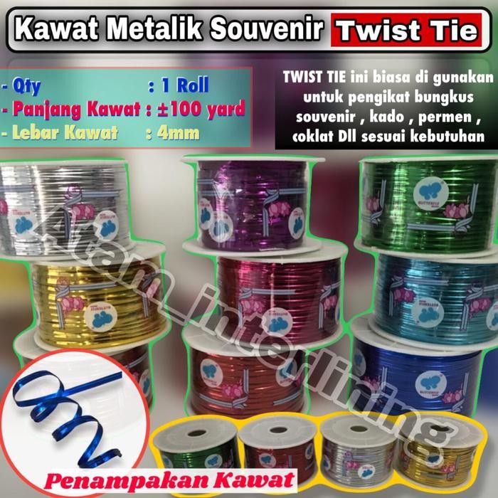 

Pesta- Twist Tie Roll 100 Yard Berbagai warna Pita Kawat Pengikat Souvenir
