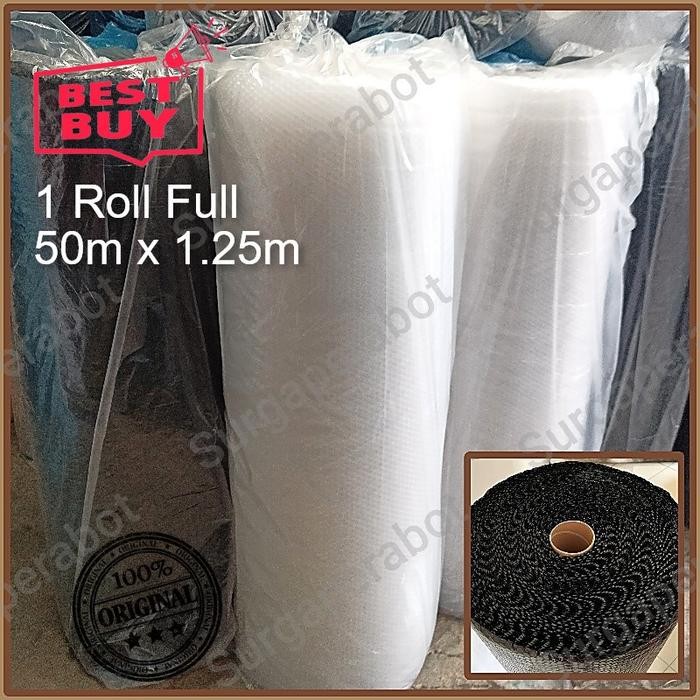 

gema.gemilang Bubble Wrap 1 roll Hitam Bening 50m x 1.25m Buble warp ekonomis