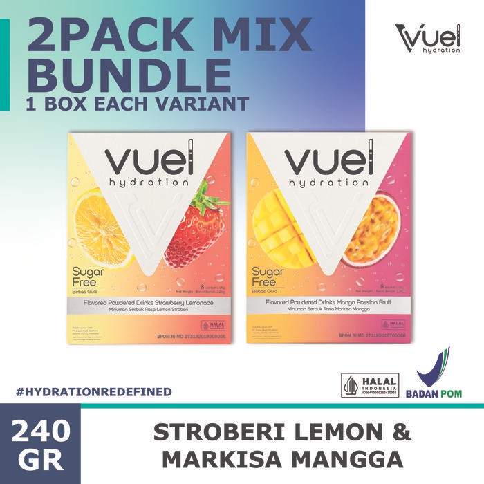 

Vuel Hydration Electrolytes Drink Mix Bundle - 16 Sachets/240g/2box