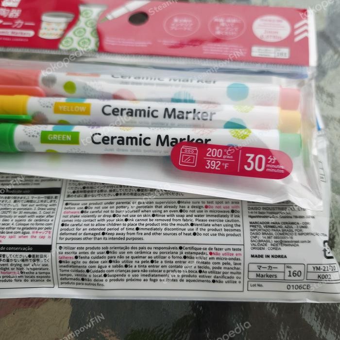 

3PCS KOREA CERAMIC MARKERS INK PORCELAIN COLOUR PEWARNA KERAMIK SPIDOL