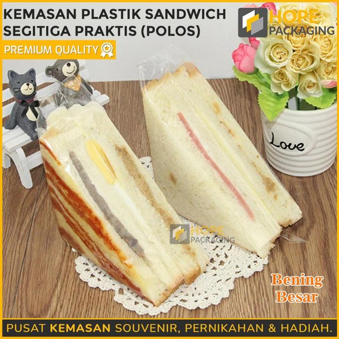 HOT PROMO [HARGA / 20 PCS] KEMASAN PLASTIK SANDWICH SEGITIGA PRAKTIS / PLASTIK ROTI SANDWICH /