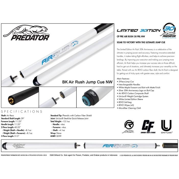 [Terlaris Di Toko Kami] Predator Air Rush Carbon Jump Cue Nw - 30Th Anniversary Limited Edition