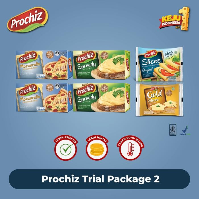 

BARANG TERLARIS Keju PROCHIZ Trial Package 2 (Cheddar & Gold Slice, Spready, Mozzarella)