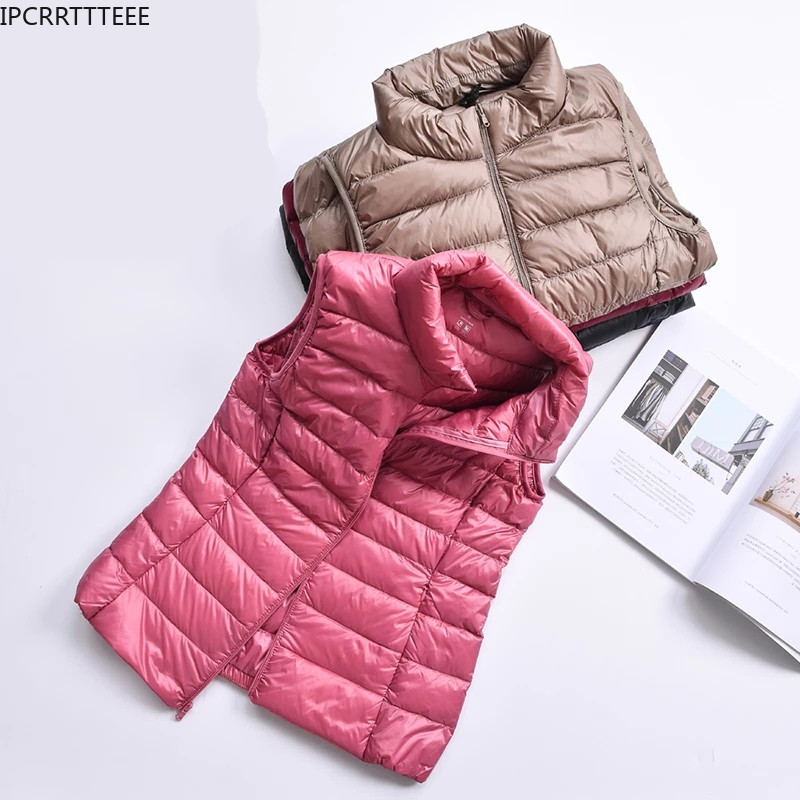 2022 New Autumn Winter Women Ultra Light Duck Down Vest Jacket Women 90% White Duck Down Vest