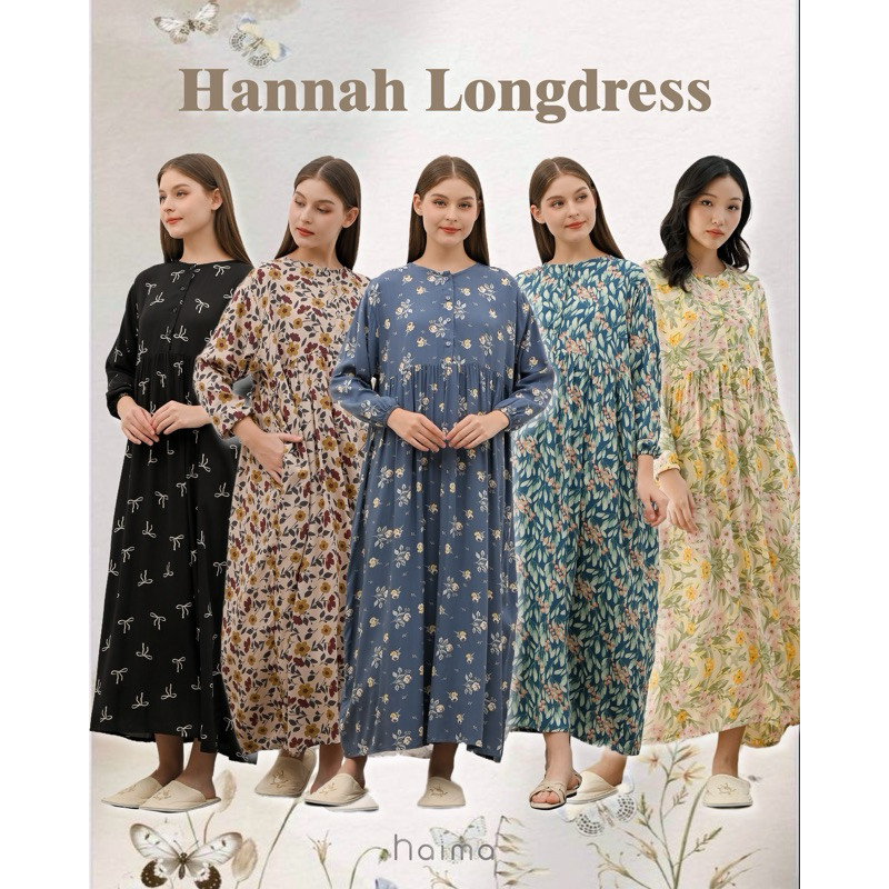 HAIMA - HANNAH LONG DRESS ( daster panjang rayon - gamis kerut )