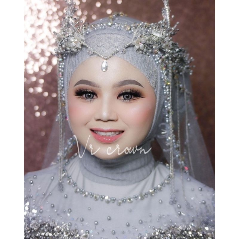 Glamourgemss Headpiace Mahkota Pengantin Wanita Hijab/Non Hijab Simple Mewah